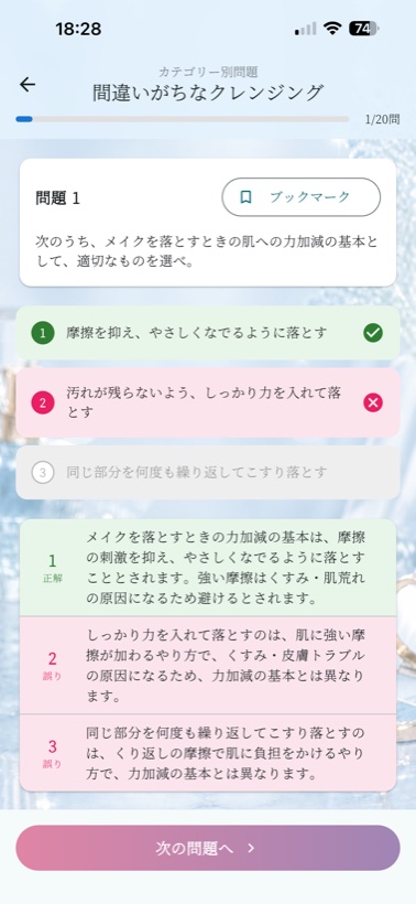 全選択肢に解説がつく解説画面